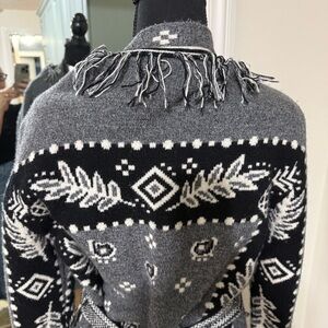 NWT LE SUPERBE FRINGE BANDANA WRAP CARDIGAN